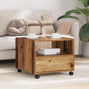 vidaXL Salontafel with Drawer Oud hout 55 x 55 x 45 cm Bewerkt hout