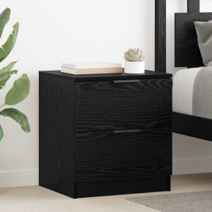 vidaXL Nachtkastje 2 pcs Zwart eiken 45 x 39 x 50 cm Bewerkt hout