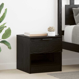 vidaXL Bedkast met lade 2 pcs Zwart eiken 40 x 39 x 40 cm Bewerkt hout
