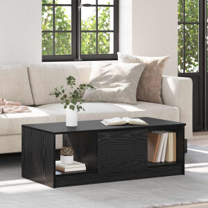 vidaXL Salontafel met lade Zwart Eiken 102 x 50 x 36cm Bewerkt hout