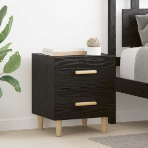 vidaXL Bedkast 2 pcs Zwart eiken 40 x 35 x 47,5 cm Bewerkt hout