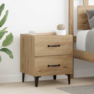 vidaXL Bedkast artisanaal eikenkleurig 40 x 35 x 47,5 cm Bewerkt hout