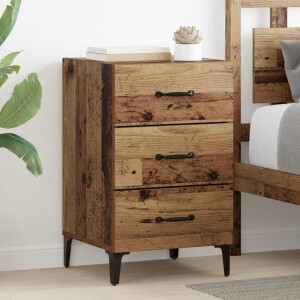 vidaXL Nachtkastje met lade Oud hout 40 x 40 x 66 cm Bewerkt hout
