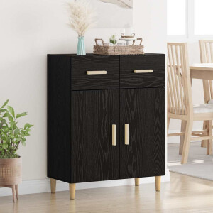 vidaXL Dressoir met lade Zwart eiken 34 x 69.5 x 89 cm Bewerkt hout