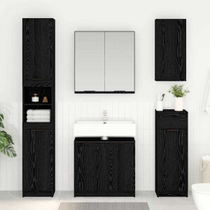 vidaXL Badkamer Kast Zwart Eiken 64,5 x 33,5 x 59 cm Bewerkt hout