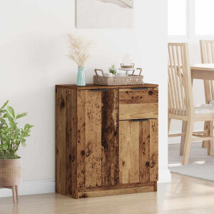 vidaXL Dressoir met lade Oudhout 60 x 30 x 70 cm Bewerkt hout