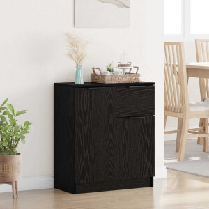 vidaXL Dressoir met lade Zwart Eiken 60 x 30 x 70 cm Bewerkt hout