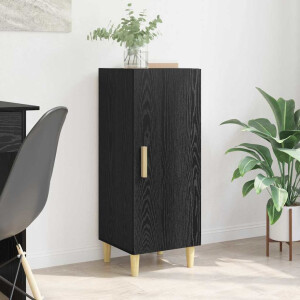 vidaXL Dressoir Zwart Eiken 34,5 x 34 x 90 cm Bewerkt hout