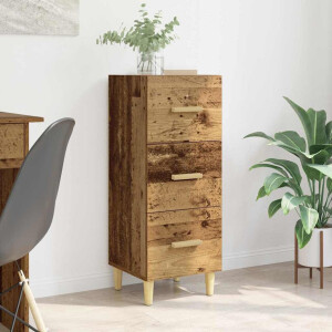 vidaXL Dressoir met lade Oud hout 34.5 x 34 x 90 cm Bewerkt hout