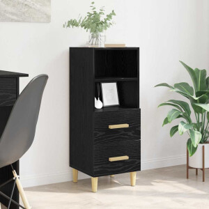 vidaXL Dressoir met lade Zwart eiken 34 x 34.5 x 90 cm Bewerkt hout