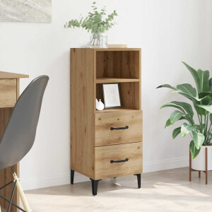 vidaXL Dressoir artisanaal eikenkleurig 34 x 34.5 x 90 cm Bewerkt hout
