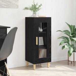 vidaXL Dressoir Zwart Eiken 34.5 x 32.5 x 90 cm Bewerkt hout