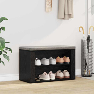 vidaXL Schoenenrek met plank Zwart eiken 75 x 35 x 45 cm Bewerkt hout