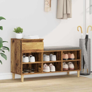 vidaXL Schoenenkast met lade Oudhout 102 x 36 x 60 cm Bewerkt hout