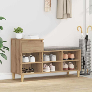 vidaXL Schoenenkast Artisan Eiken 102 x 36 x 60 cm Bewerkt hout