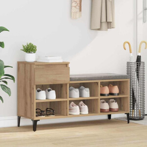 vidaXL Schoenenkast met lade artisanaal eikenkleurig 102 x 36 x 60 cm