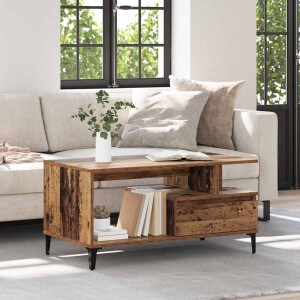 vidaXL Salontafel met lade Oud Hout 90 x 49 x 45 cm Bewerkt hout