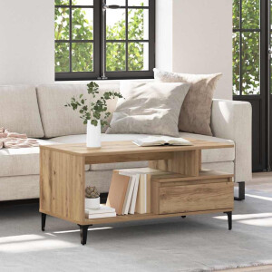 vidaXL Salontafel met lade Artisan Eiken 90 x 49 x 45 cm Bewerkt hout