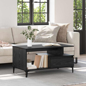 vidaXL Salontafel met lade Zwart Eiken 90 x 49 x 45 cm Bewerkt hout