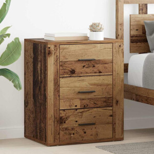 vidaXL Nachtkastje met lade Oudhout 35 x 50 x 60 cm Bewerkt hout