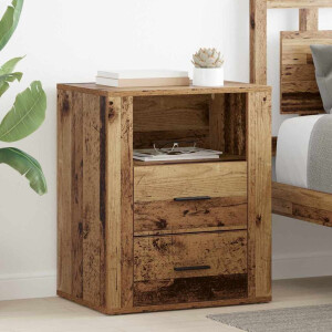 vidaXL Nachtkastje met lade Oudhout 35 x 50 x 60 cm Bewerkt hout