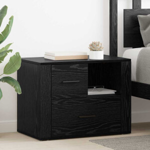 vidaXL Nachtkastje met lade Zwart Eiken 35 x 60 x 50 cm Bewerkt hout