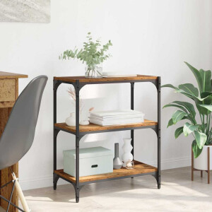 vidaXL Boekenkast Oud hout 60 x 33 x 70,5 cm Gemonteerd hout en ijzer
