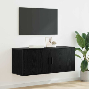 vidaXL Wandgemonteerde TV-kast Zwart Eiken 100 x 34,5 x 40 cm