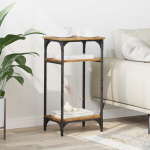 vidaXL Bijzettafel met plank Oud hout 40 x 30 x 75 cm Bewerkt hout