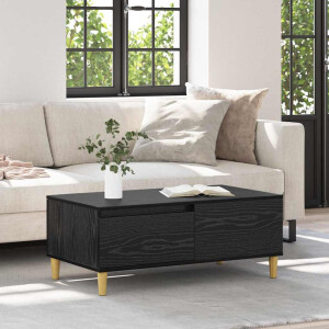 vidaXL Salontafel met lade Zwart Eiken 90 x 50 x 35 cm Bewerkt hout