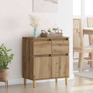 vidaXL Dressoir met lade Artisan Eiken 60 x 35 x 70 cm Bewerkt hout