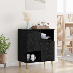 vidaXL Dressoir Zwart eiken 35 x 60 x 70 cm Bewerkt hout