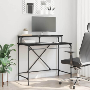 vidaXL Bureau Zwart Eiken 100 x 50 x 90 cm Bewerkt hout