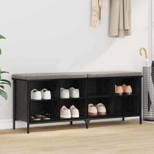 vidaXL Schoenenkast met plank met opslag Zwart Eiken 131 x 35 x 50 cm