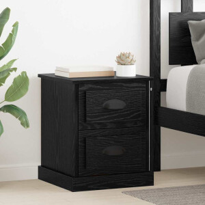 vidaXL Nachtkastje 2 pcs Zwart Eiken 39 x 39 x 47.5 cm Bewerkt hout