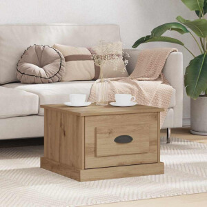 vidaXL Salontafel met lade Artisan Eiken 50 x 50 x 35 cm Bewerkt hout
