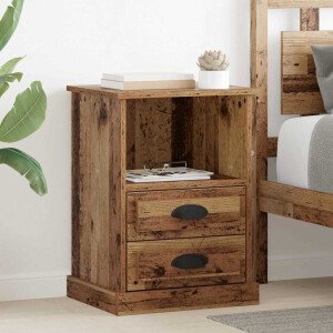vidaXL Nachtkastje met lade Oudhout 36 x 43 x 60 cm Bewerkt hout