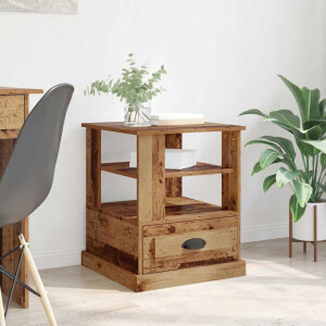 vidaXL Nachtkastje met lade Oudhout 50 x 50 x 60 cm Bewerkt hout