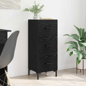 vidaXL Dressoir met lade Zwart Eiken 34,5 x 34 x 90 cm Bewerkt hout