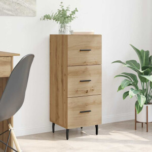 vidaXL Dressoir artisanaal eikenkleurig 34 x 34.5 x 90 cm Bewerkt hout