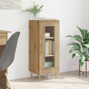 vidaXL Dressoir artisanaal eikenkleurig 34 x 34.5 x 90 cm Bewerkt hout