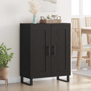 vidaXL Dressoir Zwart Eiken 69,5 x 34 x 90 cm Gemonteerd hout en ijzer