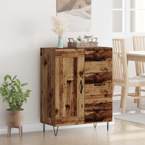 vidaXL Dressoir met lade Oudhout 69,5 x 34 x 90 cm Geconstrueerd hout