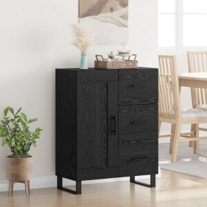 vidaXL Dressoir Zwart Eiken 69,5 x 34 x 90 cm Gemonteerd hout en ijzer