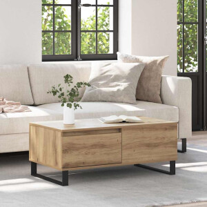 vidaXL Salontafel met lade artisanaal eikenkleurig Bewerkt hout