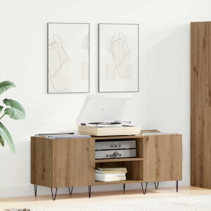 vidaXL Platenkast met plank met opslag Artisan Eiken 121 x 38 x 48 cm