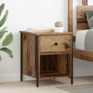 vidaXL Nachtkastje met lade Oudhout 40 x 42 x 50 cm Bewerkt hout