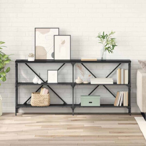 vidaXL Wandtafel met plank met opslag Zwart Eiken 160 x 30 x 75 cm