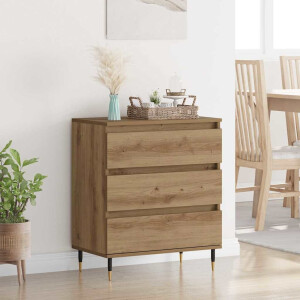 vidaXL Dressoir met lade Artisan Eiken 60 x 35 x 70 cm Bewerkt hout