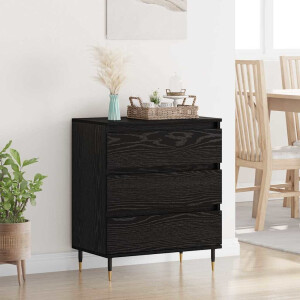 vidaXL Dressoir met lade Zwart Eiken 60 x 35 x 70 cm Bewerkt hout
